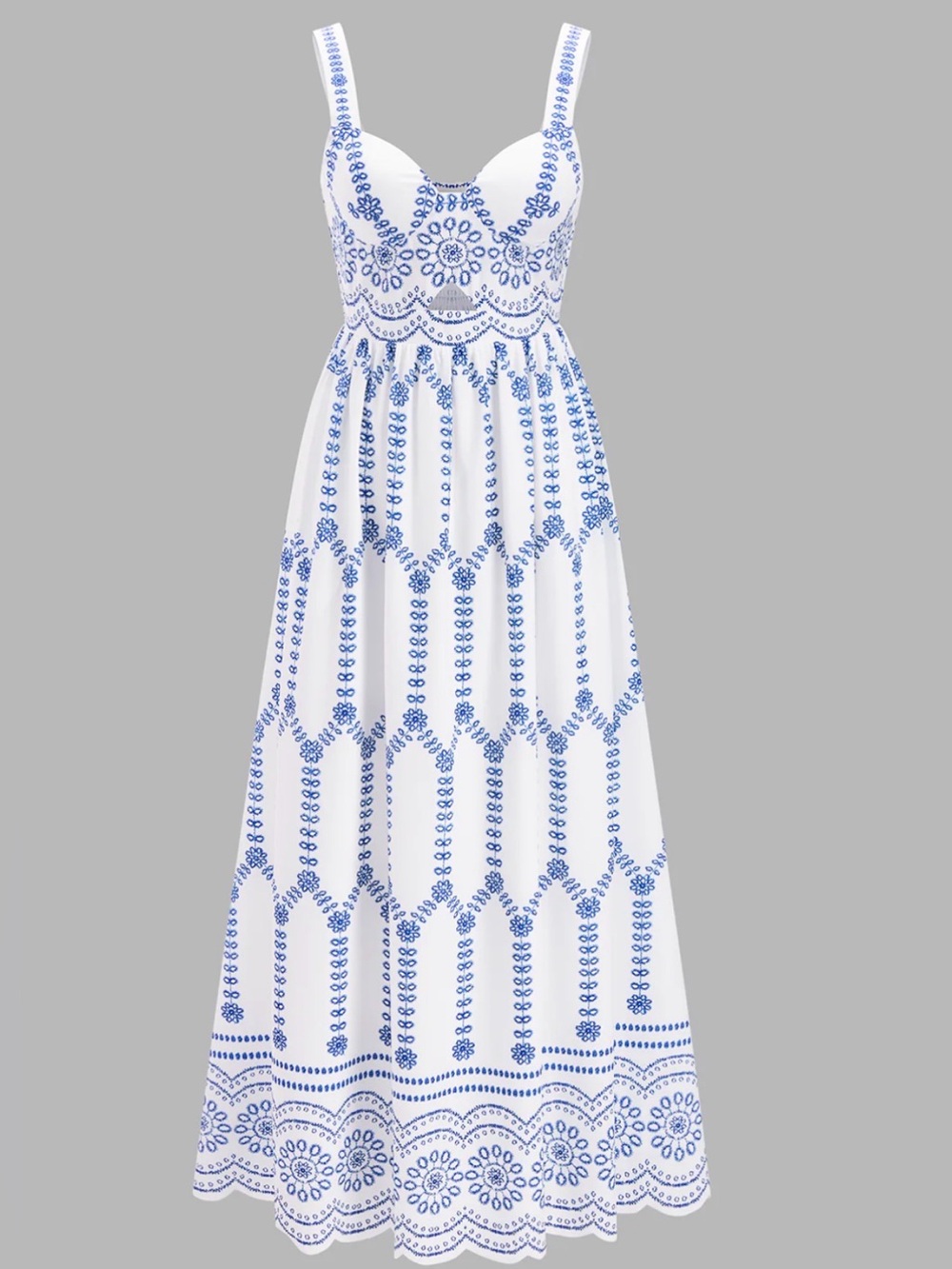 COMMENSE!! Boho Floral Print Cut-Out Maxi Dress